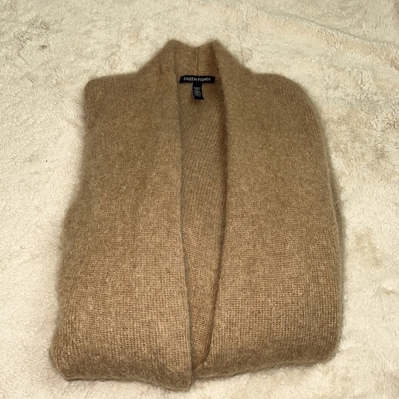 Eileen Fisher Camel Tan Mohair Open Front Cardigan - Size Small - Picture 5 of 10
